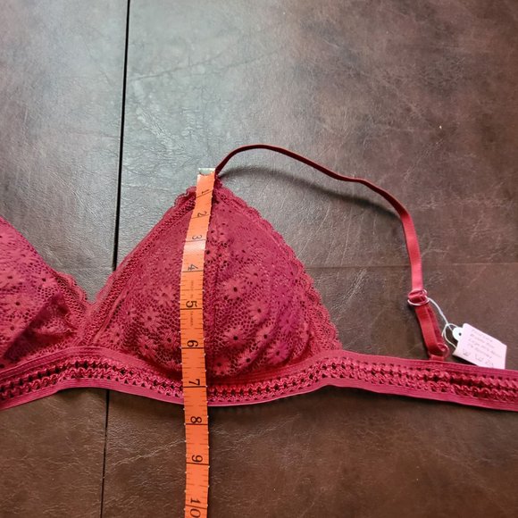 NWT! Floral lace bralette in a rich burgundy red, size L - Picture 7 of 10